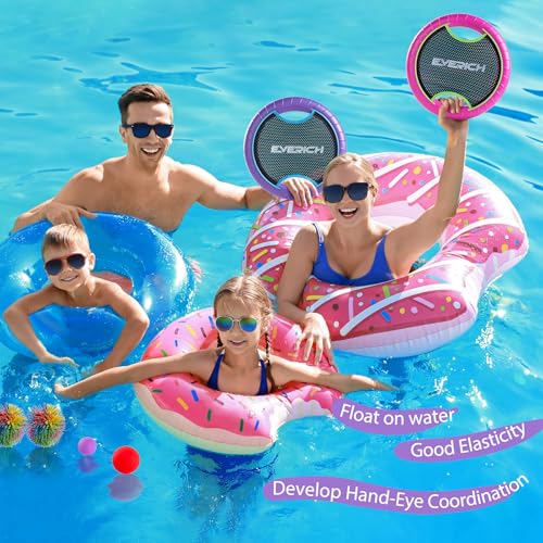 Bouncy Paddle Ball Game for Kids with 2 EVA Foam Trampoline Paddles and 4 Balls