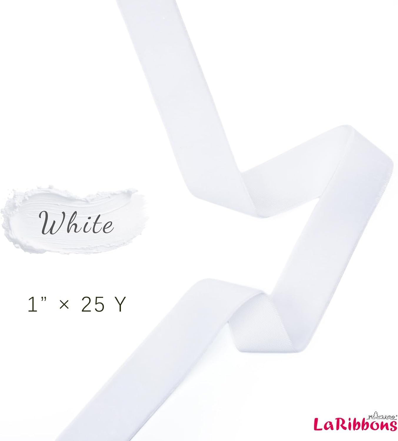 LaRibbons Thin Velvet Ribbon 1 Inch x 25 Yards, White Velvet Ribbon for Christmas Tree, Gift Wrapping, Wreath Bow, Outdoor Decoration - Crafty Corner
