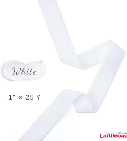LaRibbons Thin Velvet Ribbon 1 Inch x 25 Yards, White Velvet Ribbon for Christmas Tree, Gift Wrapping, Wreath Bow, Outdoor Decoration - Crafty Corner