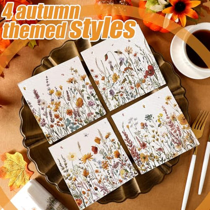 100 Pieces Fall Wildflower Cocktail Napkins 2 (100 Count)