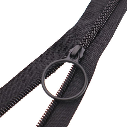 5 Black Nylon Coil Zippers by The Yards Bulk 10 Yards with 25pcs Black Ring Pull Sliders for DIY Tailor Sewing Craft
