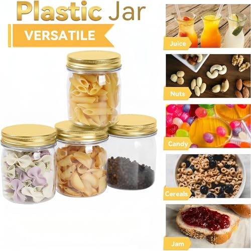 8 oz Plastic Mason Jars and Clear Plastic Jars with Lids 8 oz (8 Count)