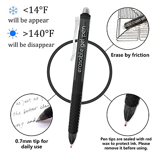 18 Black Retractable Erasable Gel Pens Clicker (18 Count)