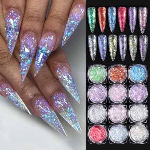 Holographic Nail Art Glitter Iridescent Flakes