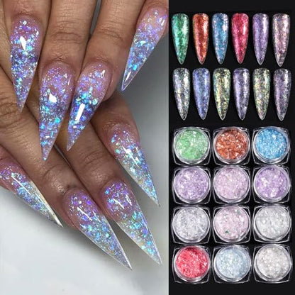 Holographic Nail Art Glitter Iridescent Flakes