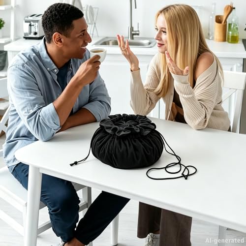 Large Dice Bag with Pockets Big Capacity Dice Bag Drawstring Pouch