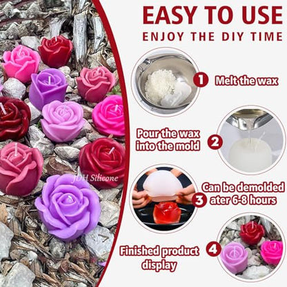3 PCS 3D Rose Silicone Molds