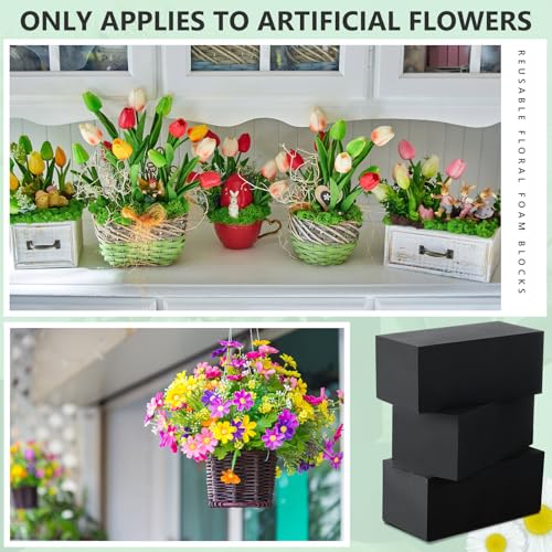 64 Pcs Black Reusable Floral Foam Blocks Water Weather Resistant Dry Floral Foam for Artificial Flower Arrangements Outdoor Hanging Florist Plant Bases for DIY Wedding