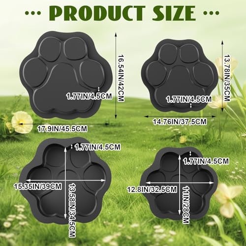 Set of 2 Large Paw Print Stepping Stones Mold (2 Count)