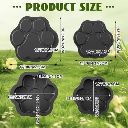 Set of 2 Large Paw Print Stepping Stones Mold (2 Count)