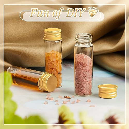 100 Pcs Small Clear Vials Spice Mini Jars with Lids Mini Glass Bottles with Screw Aluminum Metal Caps Tiny Jars Sample Containers for Powder Cream Cosmetic Jewelry Wedding (100 Count)