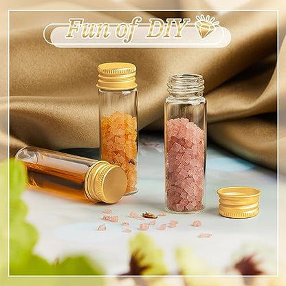 200 Pcs Small Clear Vials Spice Mini Jars with Lids Mini Glass Bottles with Screw Aluminum Metal Caps Tiny Jars Sample Containers for Powder Cream Cosmetic Jewelry Wedding (200 Count)