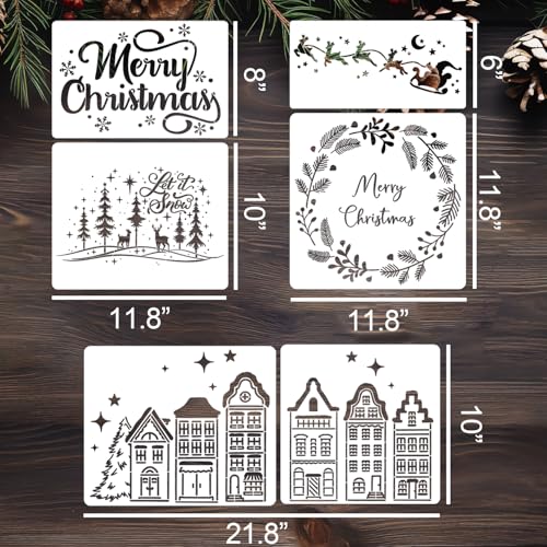 Christmas Window Stencils for Glass Christmas Village Stencil (9 Count)