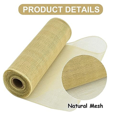 2 Rolls 10 Inch Burlap Natural Decorative Mesh Ribbon Rolls