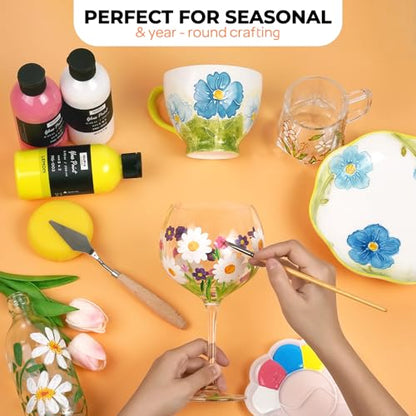 18 Colors Acrylic Glass Paint Set (152.1 Fl Oz)