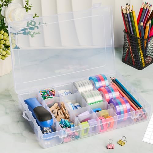 18 Grids Large Plastic Organizer Box with Adjustable Dividers