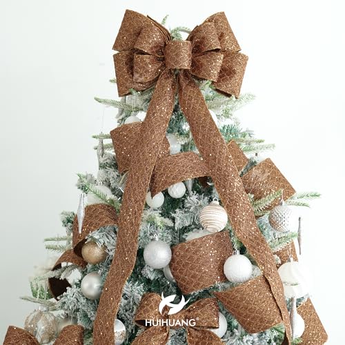 4 inch Copper Glitter Wired Christmas Ribbon 10 Yards (30 Foot)