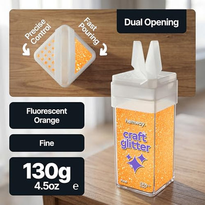 Craft Glitter Shaker Fluorescent Orange 130g Fine (4.6 Ounce)