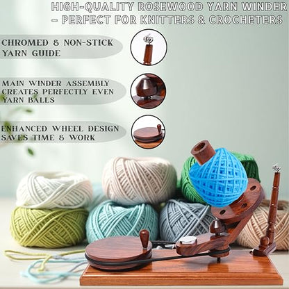 Wooden Yarn Ball Winder & Table Top Swift Set
