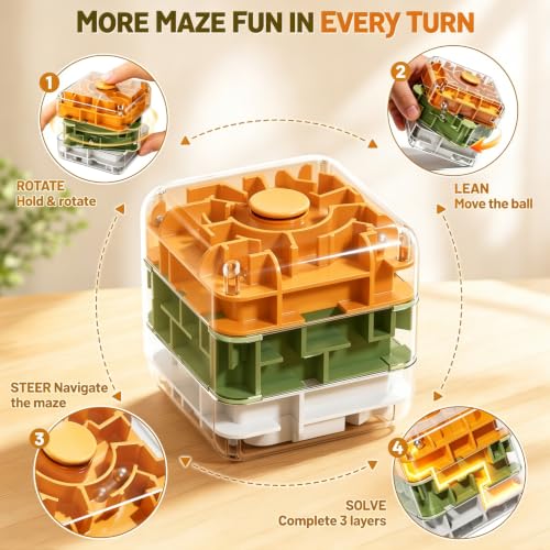 3 Layer 2 in 1 3D Rolling Ball Maze Cube