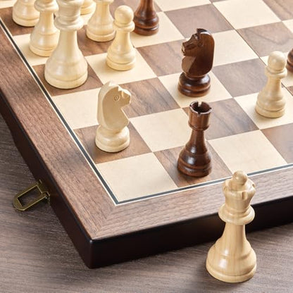 17'' Magnetic Wooden Chess Set for Adults Kids