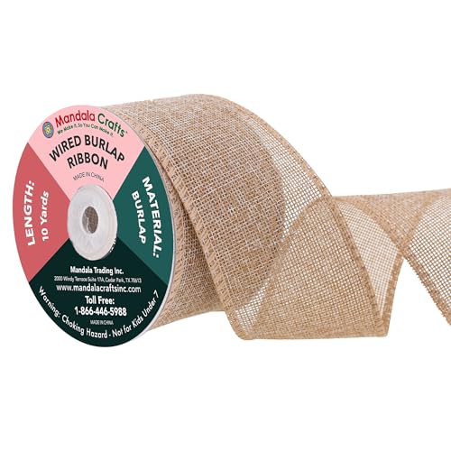 2 1 2 in Wide Natural Wired Burlap Ribbon for Crafts (30 Foot)