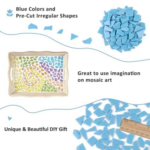Blue Glass Mosaic Tiles for Crafts Bulk (7.05 Ounce)