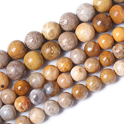 120pcs 6mm Natural Coral Jade Chrysanthemum Stone Beads Round Loose Beads for Jewelry Making
