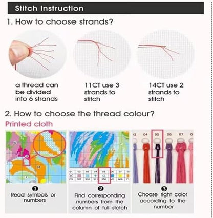 Stamped Cross Stitch Kits for Adults Beginners Pillow Needlepoint Kit with Embroidery Pattern Needlework Kit Prestamped Stitches Kit 11CT Cross Stitching
