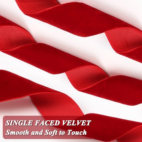 20yd 1" Red Velvet Ribbon Single Faced for Gift Wrapping (2 Count)