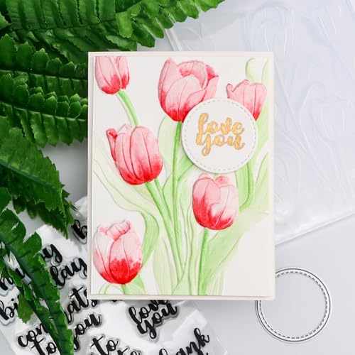 3D Flowers Theme Plastic Embossing Folders Tulip for DIY Scrapbooking Photo Album Card Paper Craft Decoration for Card Making
