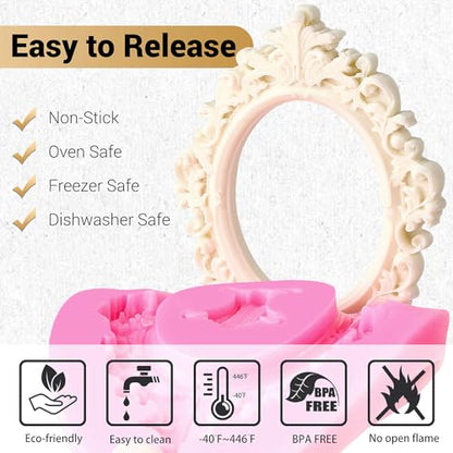 Baroque Frame Silicone Fondant Mold (4 Count)