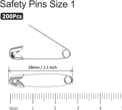 200 PCS 1.1 Inch Heavy Duty Silver Metal Sewing Pins for DIY Crafts Jewelry Making Baby Clothing, Nickel Plated