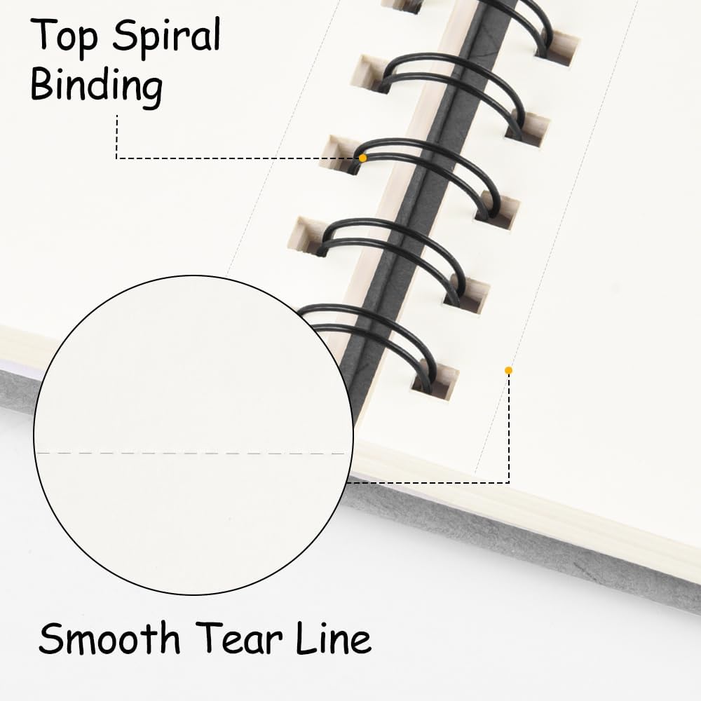 8.3x5.8 Sketch Book, Top Spiral Bound Sketch Pad, 60sheets 92lb/150gsm Nature White Paper, Acid-Free Mixed Media Paper for Painting, Dawing & Art Supplies. N-Grey - Crafty Corner