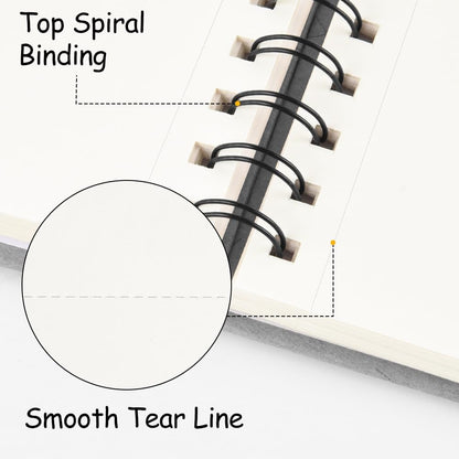 8.3x5.8 Sketch Book, Top Spiral Bound Sketch Pad, 60sheets 92lb/150gsm Nature White Paper, Acid-Free Mixed Media Paper for Painting, Dawing & Art Supplies. N-Grey - Crafty Corner
