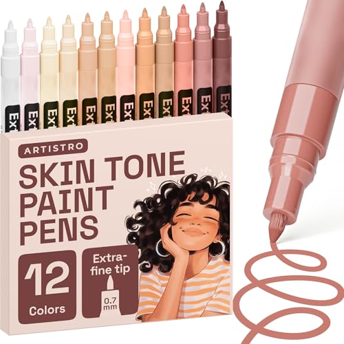 12 Skin Tones Paint Pens for Glass Marking (12 Count)