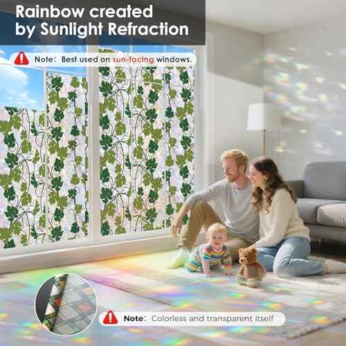 Rainbow 3D Window Stained Glass Privacy Film Decorative