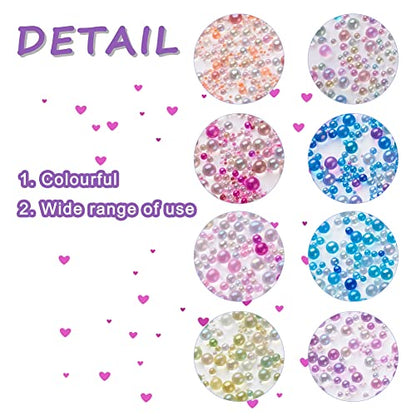 Elecrelive 240g No Hole Mini Glass Bubble Beads Iridescent Water Droplets Tiny Beads Nail Art Decoration 8 Colors for Resin Crafting Fillers Jewelry