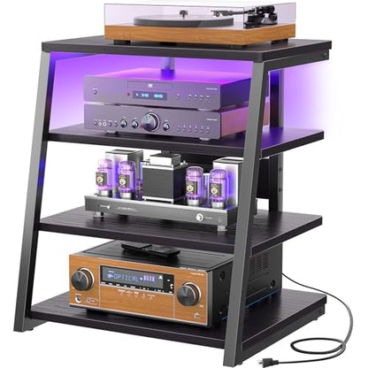 4 Tier AV Media Stand with Power Strips