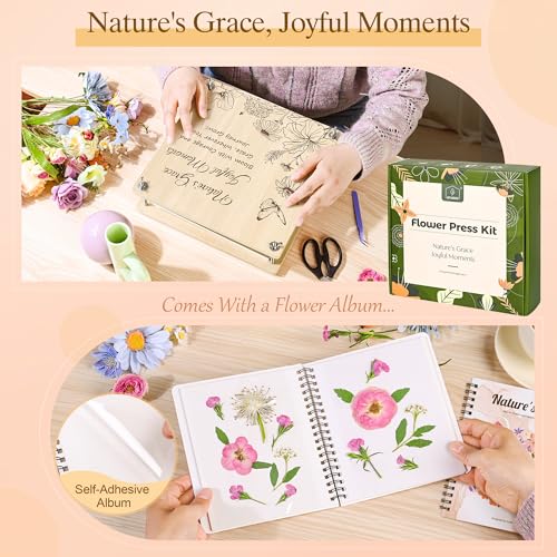 Large Flower Press Kit for Adults with Designed Cover and DIY Album