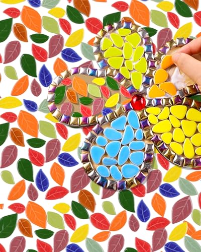 200g Mixed Sizes Leaves Mosaic Tiles for Craft Bulk