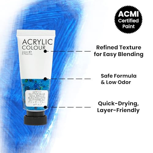 Acrylic Paint Set with 48 Opaque & Vibrant Colors for Beginners & Students (35.7076 Fl Oz)