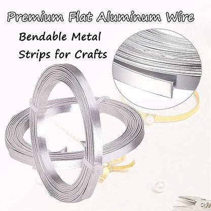 Flat Aluminum Wire Bendable Flat Wire for Crafts 5mm Metal Strips for DIY Jewelry Making Bezel Sculpting Armature 18Gauge 6.5Feet