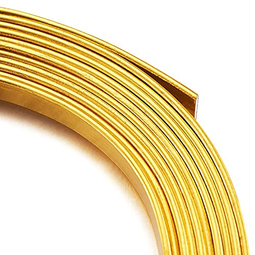 32.8Ft 5mm Aluminum Flat Wire Gold Bendable Metal Craft Wire Strip for Bezel Sculpting Armature Jewelry Making Gem Metal Wrap (32.8 Foot)