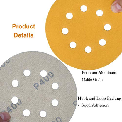 5-Inch 8-Hole Hook and Loop Sanding Discs 400-Grit, 100-Pack (100 Count)