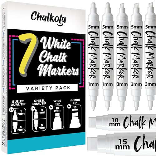 7 Dual Tip Liquid White Chalk Markers