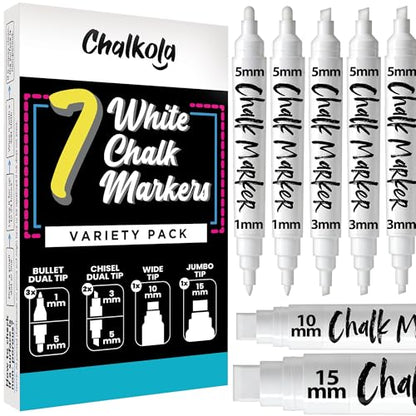 7 Dual Tip Liquid White Chalk Markers