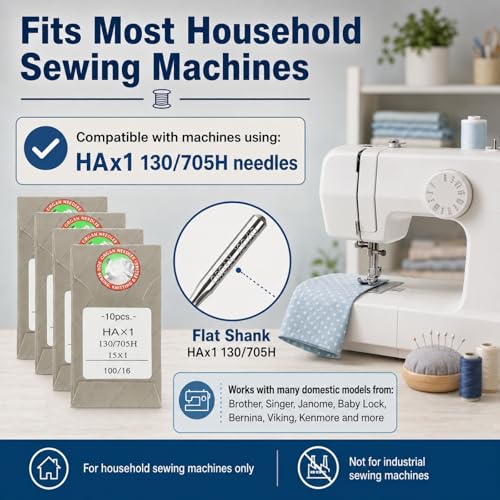50 PCS Sewing Machine Needles for Brother (50 Count)