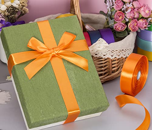1 Inch Orange Solid Satin Ribbon for Gift Wrapping