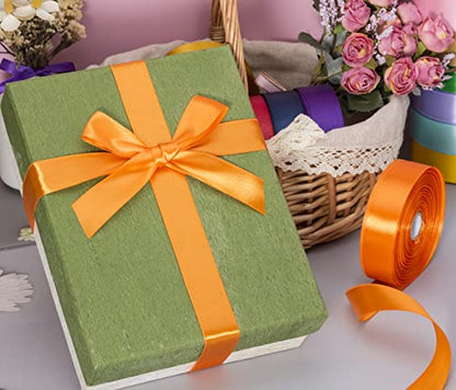 1 Inch Orange Solid Satin Ribbon for Gift Wrapping